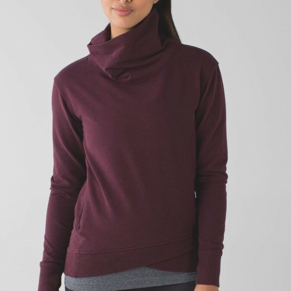 Lululemon On The Double Pullover Jacket Sweater Heathered Bordeaux Drama 4 2015